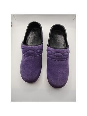 Lands End Women's Camden Clogs Nurse Suede Slip on Shoes Size 7B Violet